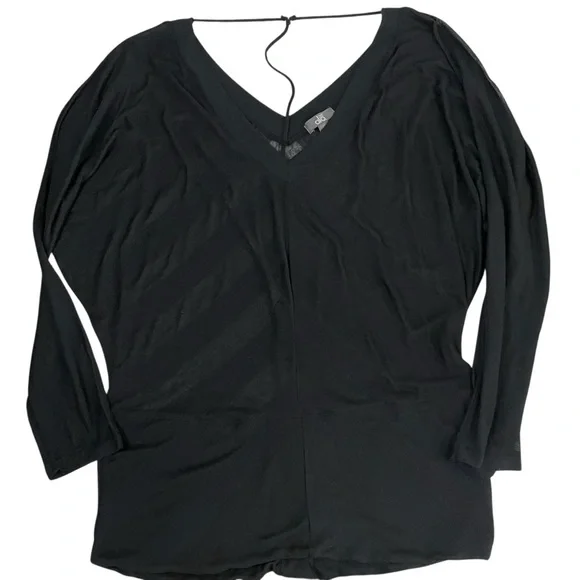 alo Yoga Black T Back Sheer Stripe Long Sleeve Top XL - Picture 9 of 10